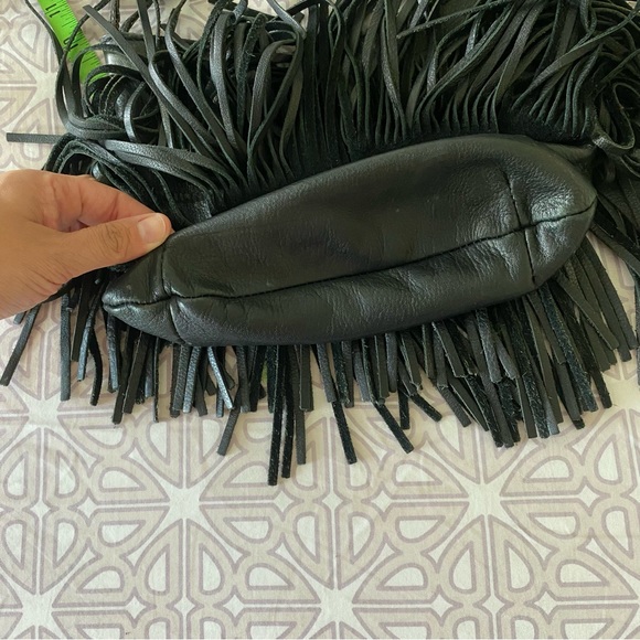 McFadin black leather fringe crossbody purse - Picture 7 of 9